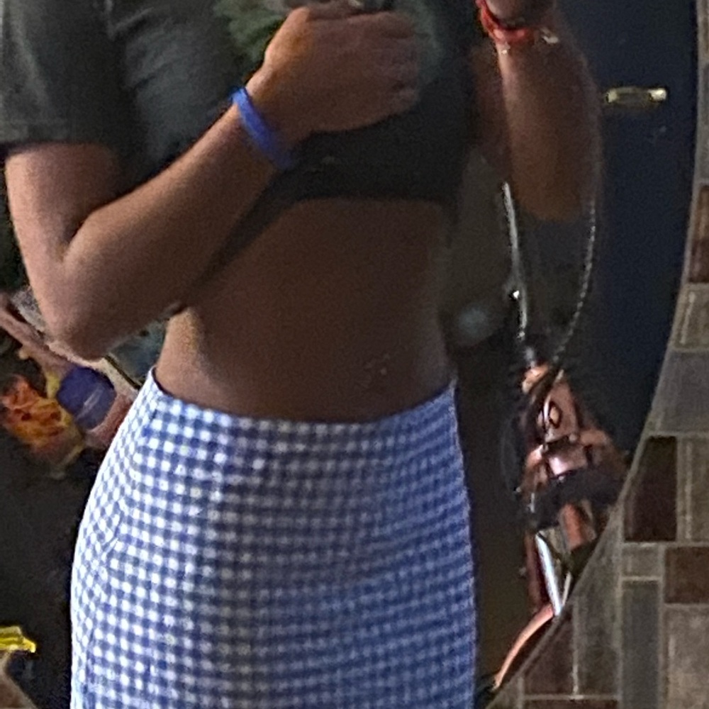 blue & white mini skirt